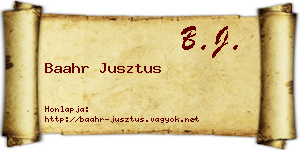 Baahr Jusztus névjegykártya